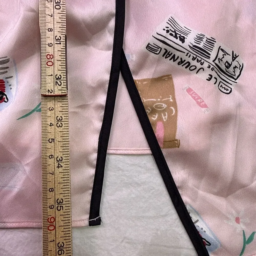 Kate Spade New York Womens French Theme Print Robe White Pink Size Medium NWT